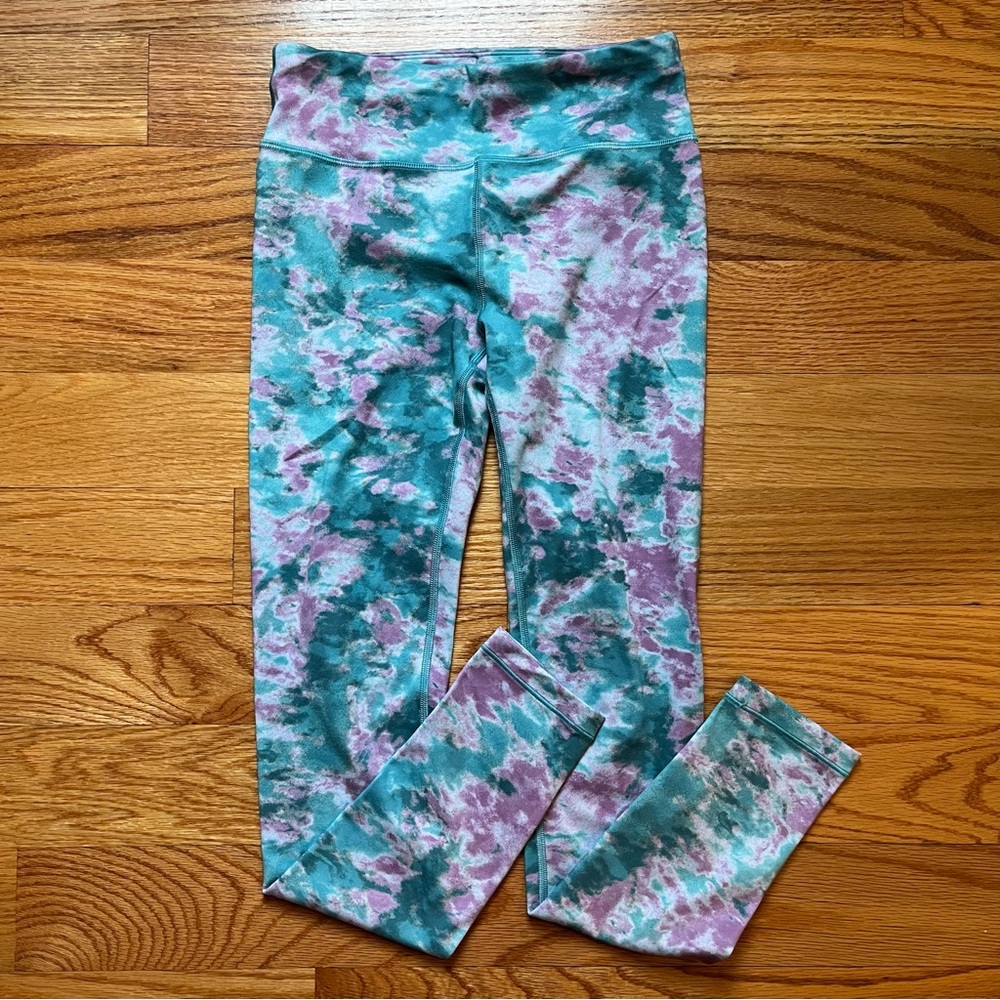Athleta Girl high rise printed chit chat tight tiedye size large / 12